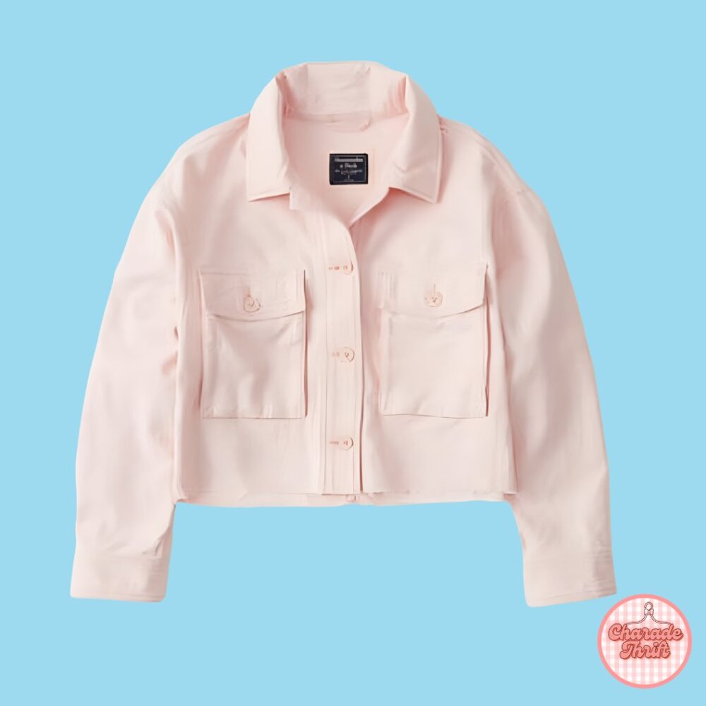 Abercrombie Cropped Pink Trucker Jacket